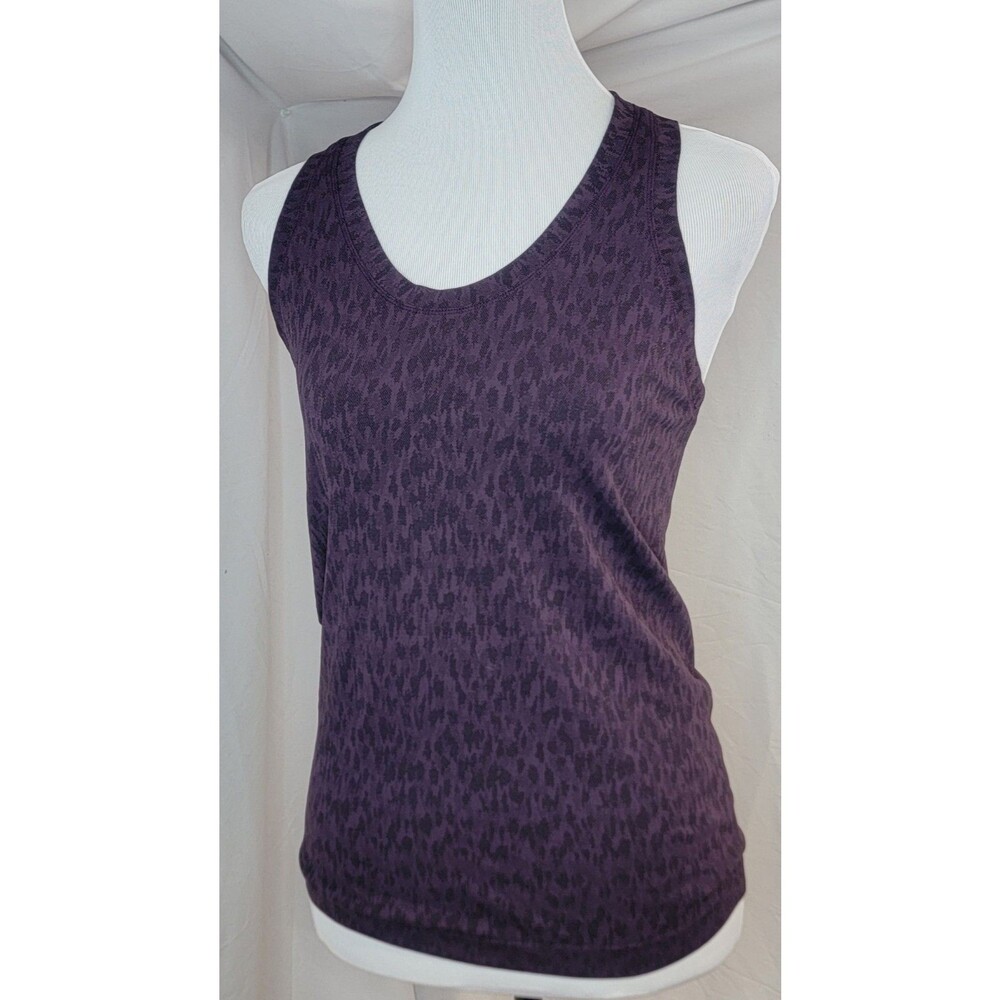 Athleta Momentum Womens XS racer back Tank Purple Black Yoga Gym Longer Style - Picture 5 of 10